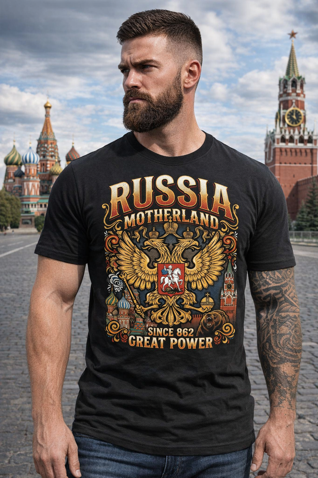 Принт Россия на футболку Принт Россия на футболку